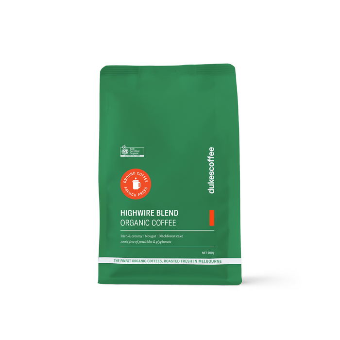 Dukes Organic Coffee - Highwire Blend Organic Coffee | Ground for Plunger
